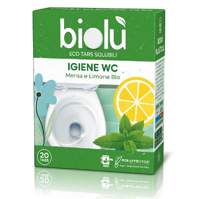 Tablete pentru toaleta cu menta si lamaie, ecologice, 20 bucati, 47.5g, Biolu
