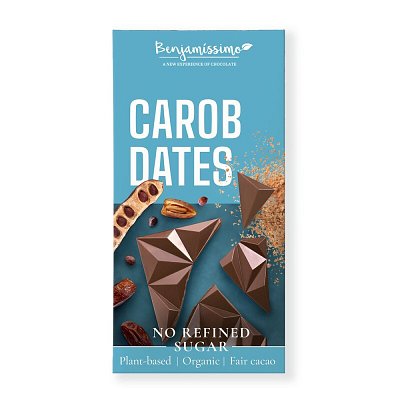 Ciocolata cu pudra de carob si curmale, bio, 60g, Benjamissimo