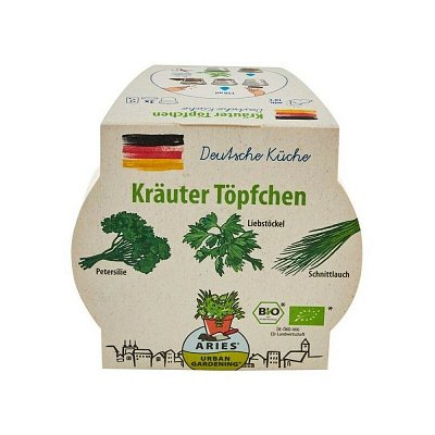 Ghiveci biodegradabil cu seminte pentru semanat - mix ierburi germane bio 3 bucati Aries
